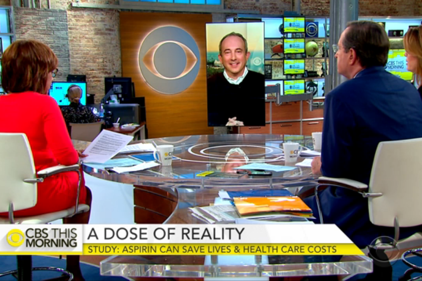 CBS This Morning screenshot. A Dose of Reality Study: Aspirin can save lives and health care costs.